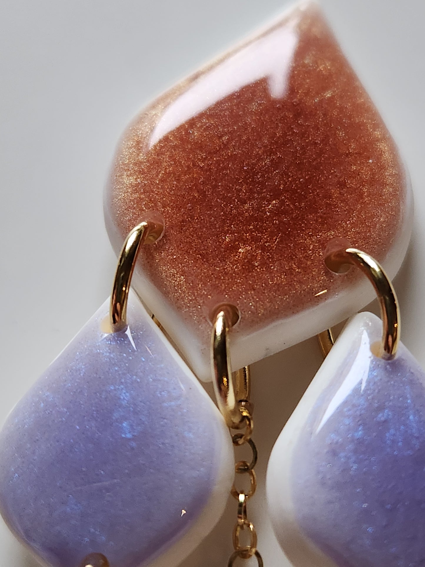 Long Earrings - Brown/Purple/Green