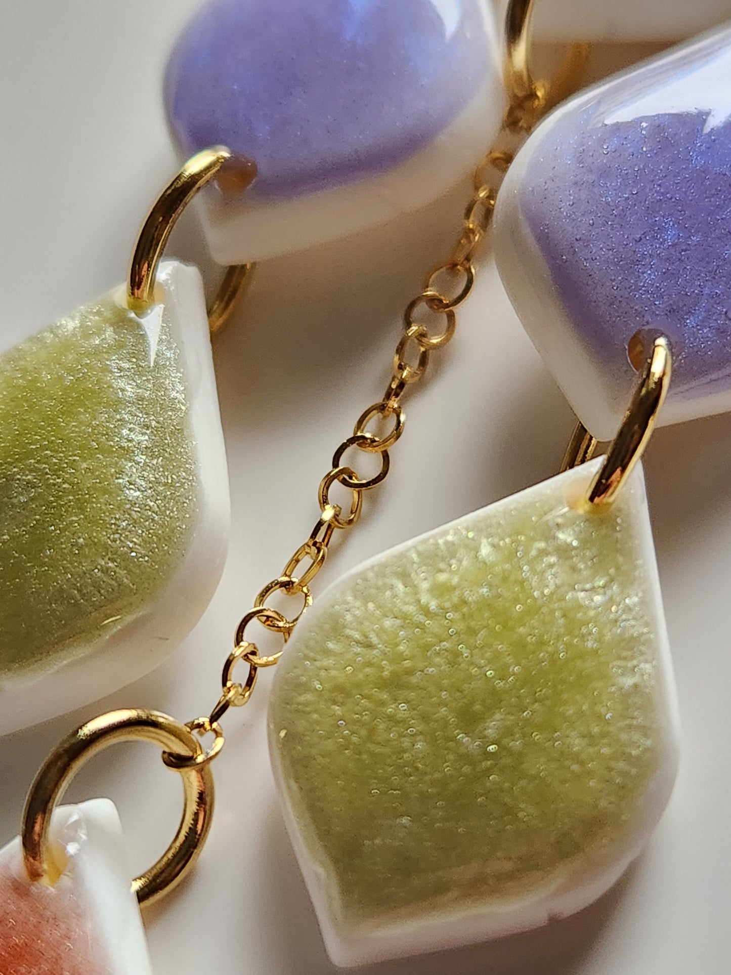 Long Earrings - Brown/Purple/Green