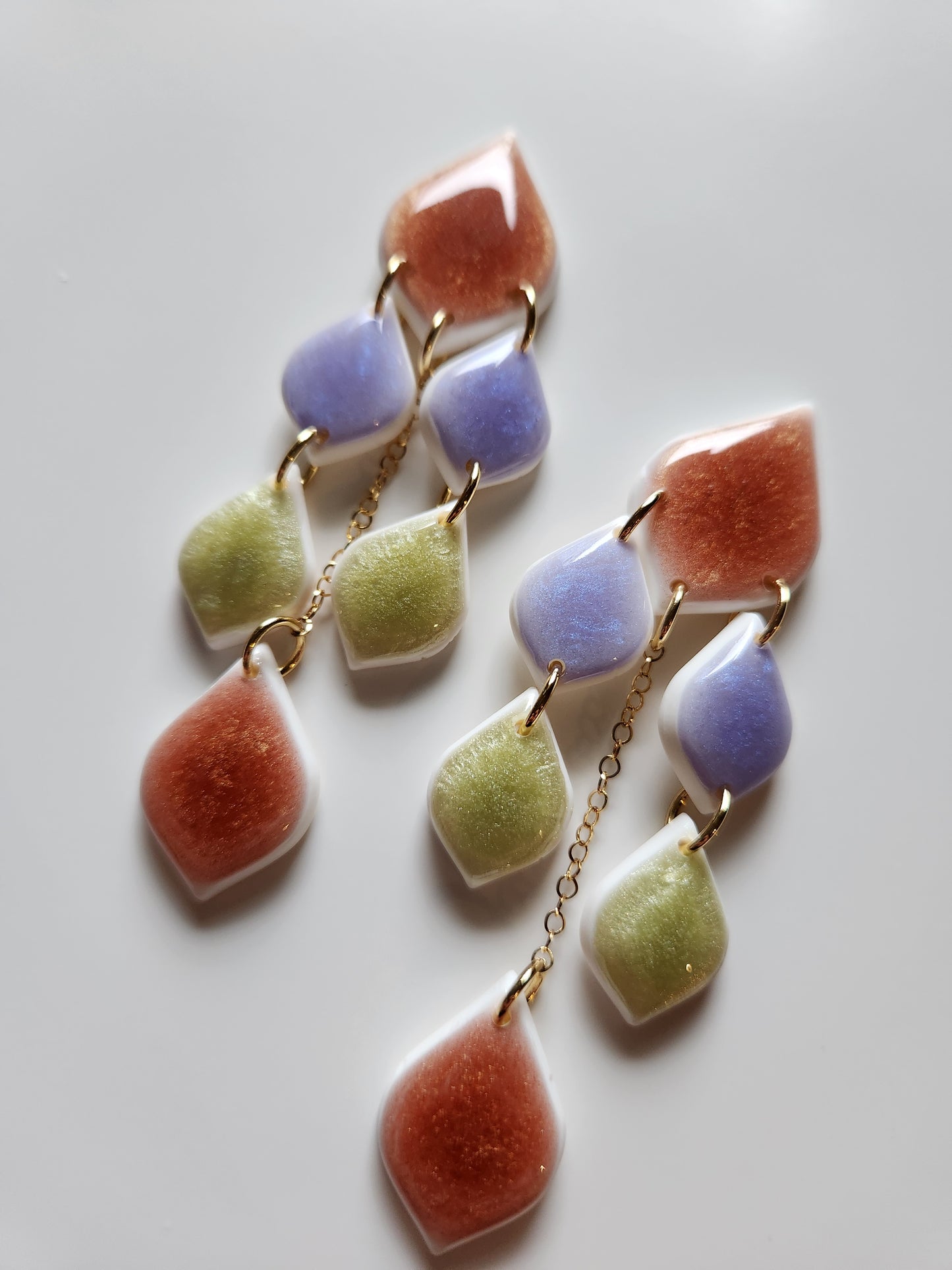 Long Earrings - Brown/Purple/Green