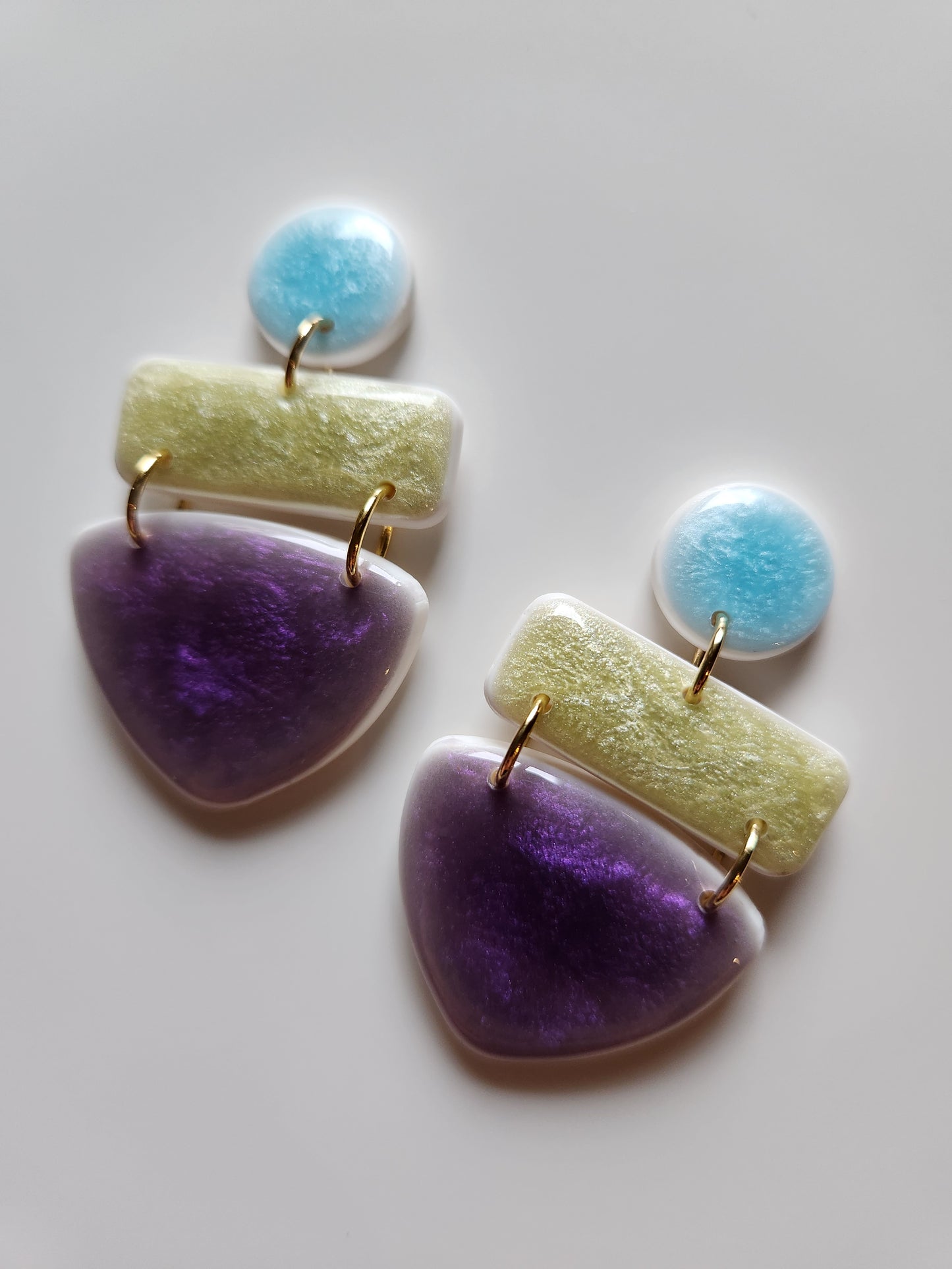 Handcrafted Colorful Geometric Dangle Earrings