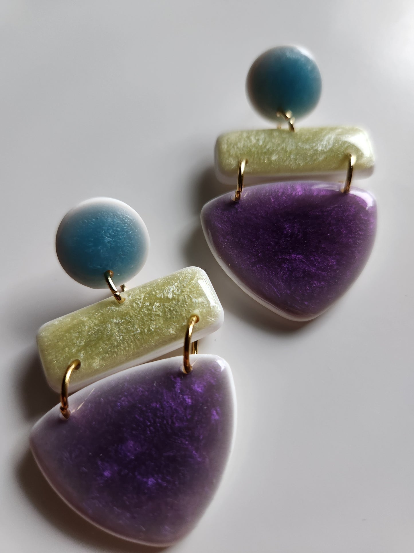 Handcrafted Colorful Geometric Dangle Earrings
