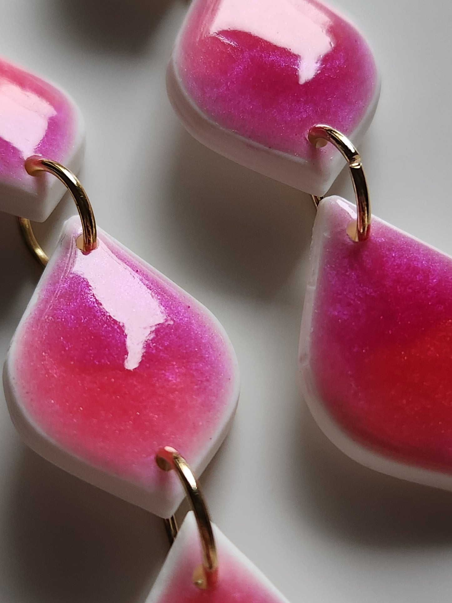 Long Pink Teardrop Earrings