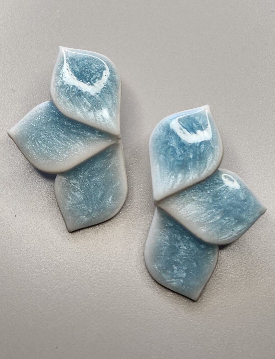 Light Blue Half-Flower Earrings