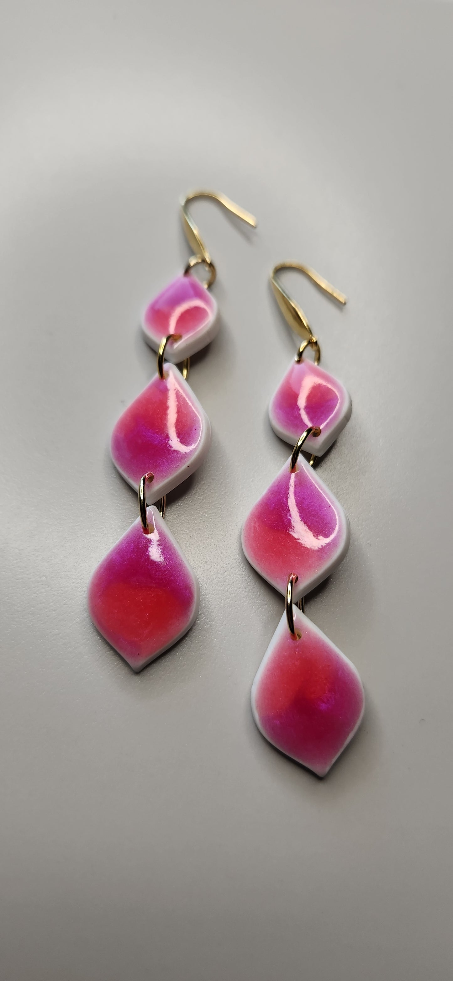 Long Pink Teardrop Earrings