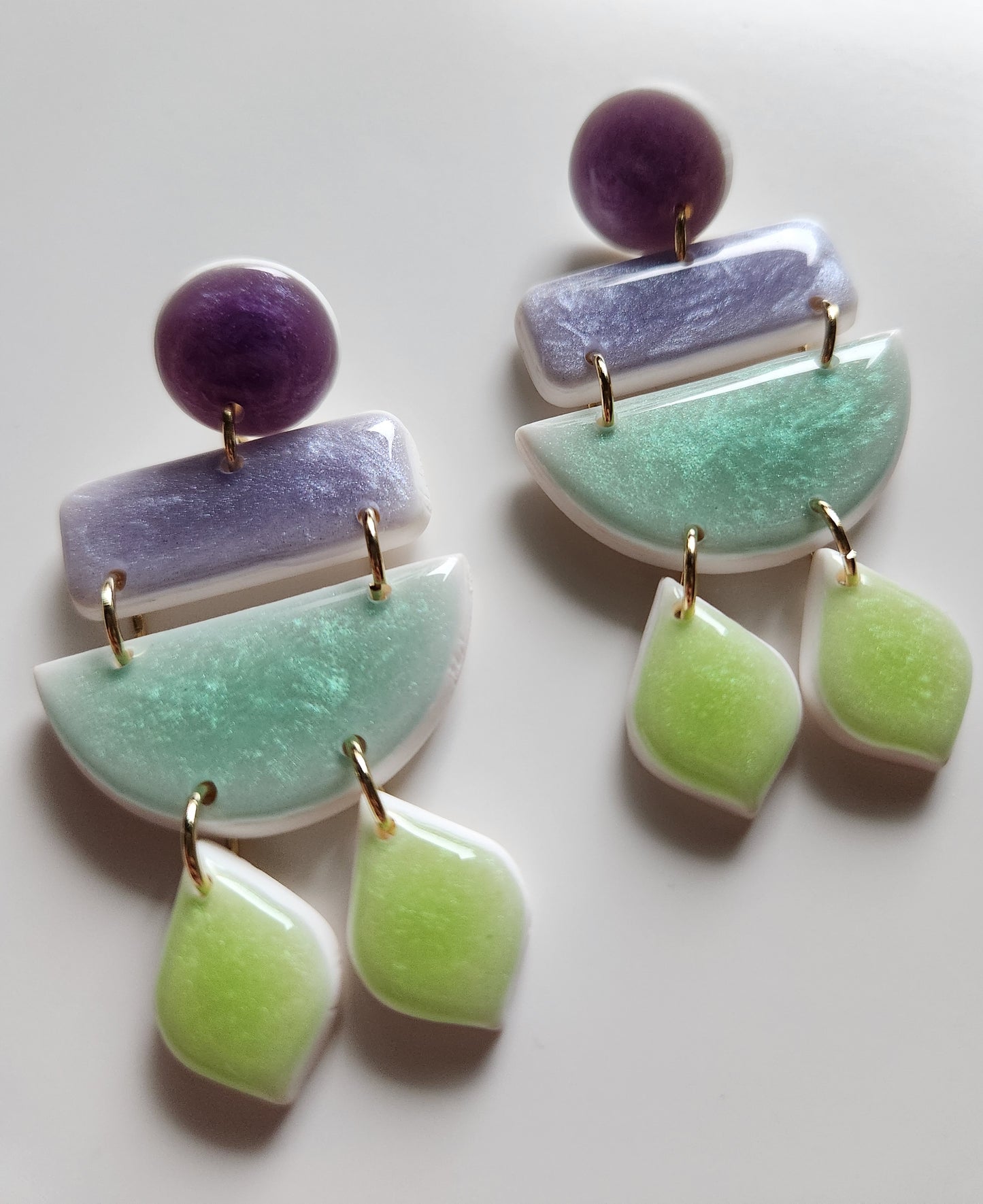 Lavender-Lime Toned Earrings