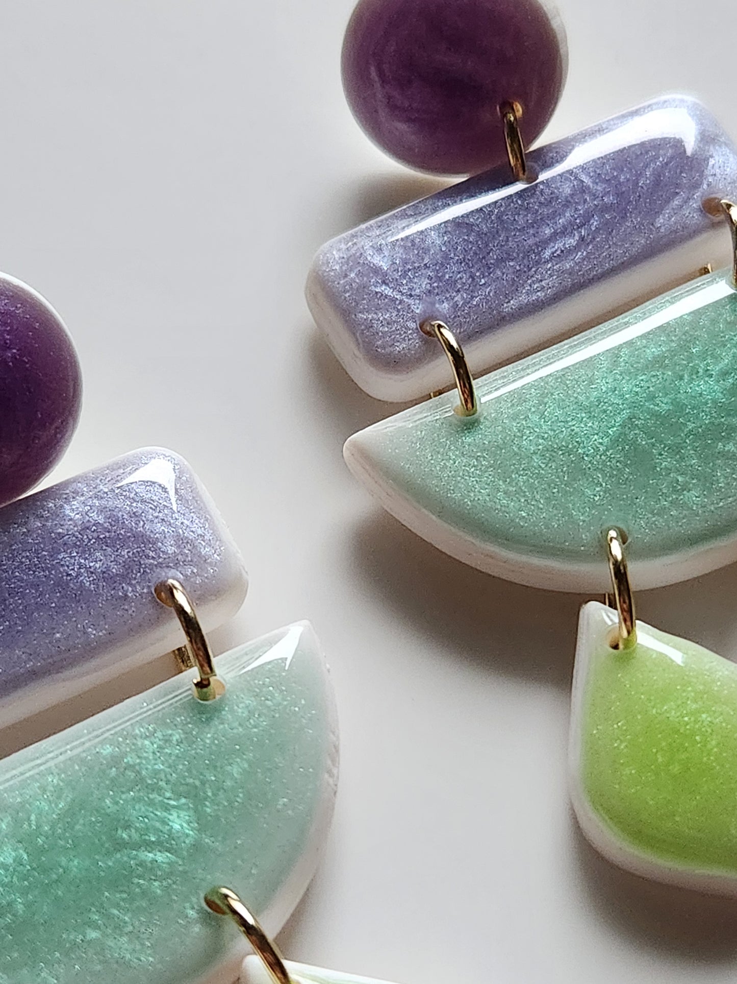 Lavender-Lime Toned Earrings