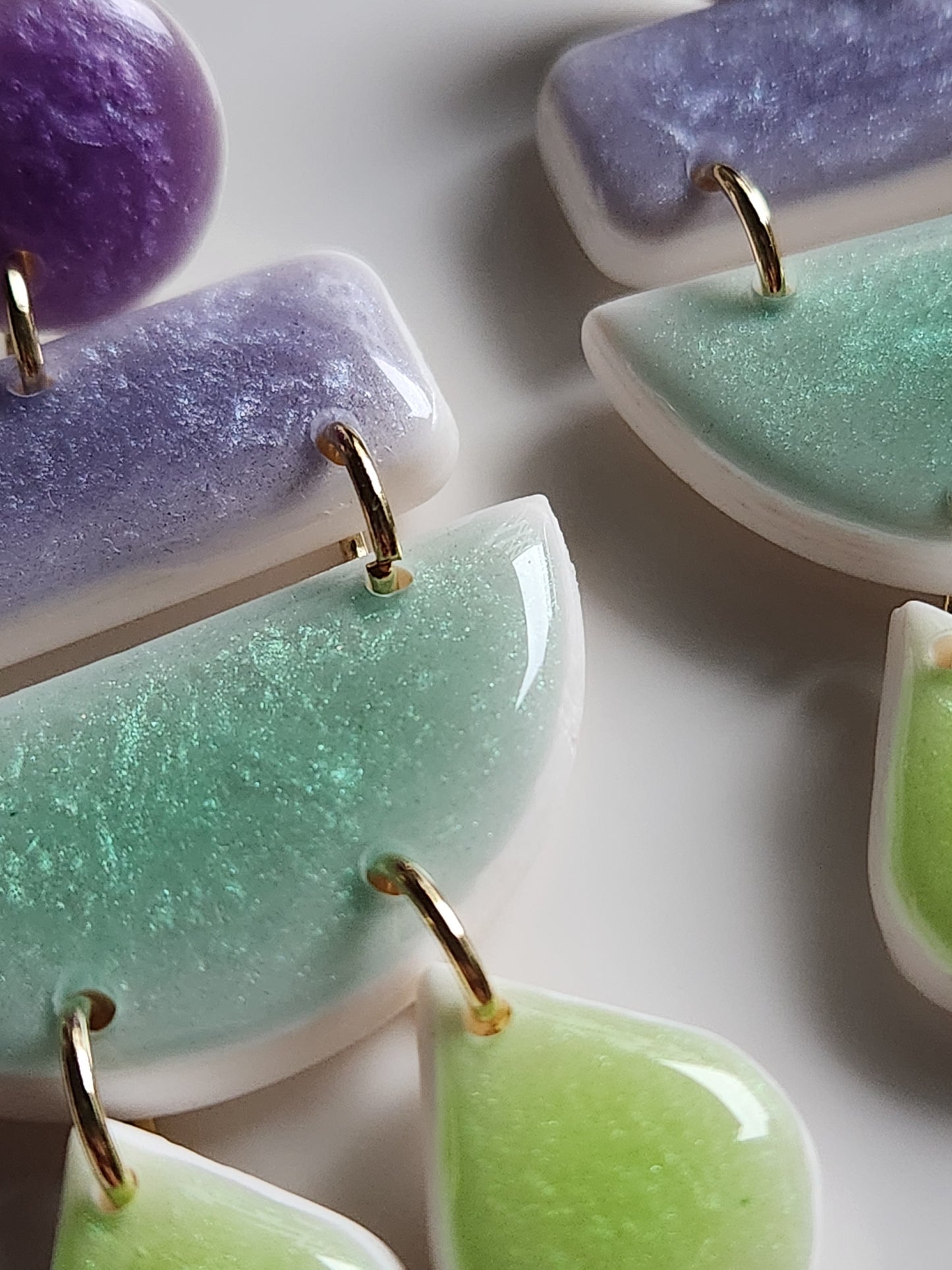 Lavender-Lime Toned Earrings