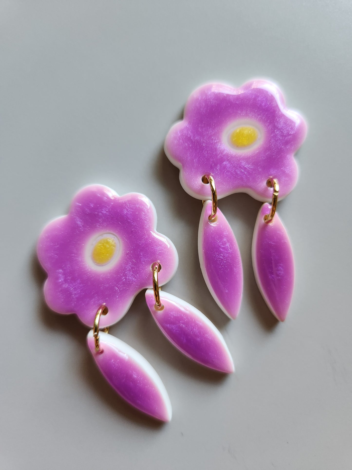 Lilac Petal Drop Earrings