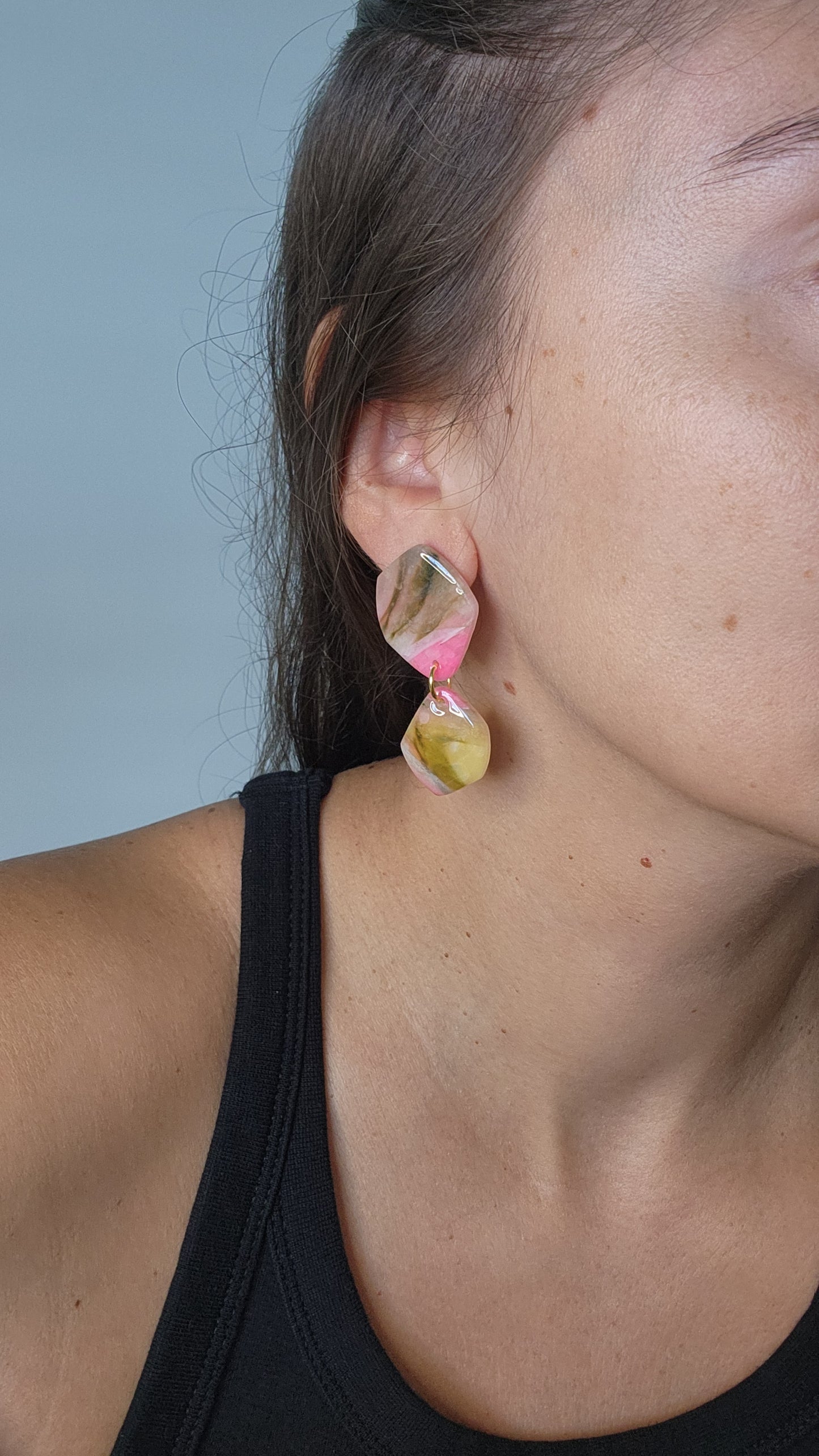 Two Piece Geometric Translucent Earrings