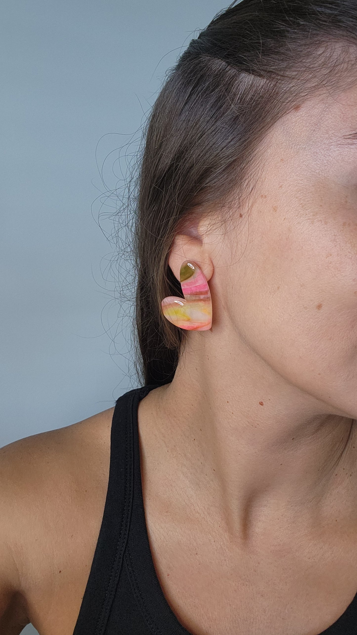 Heart Earrings - Translucent Multicolor