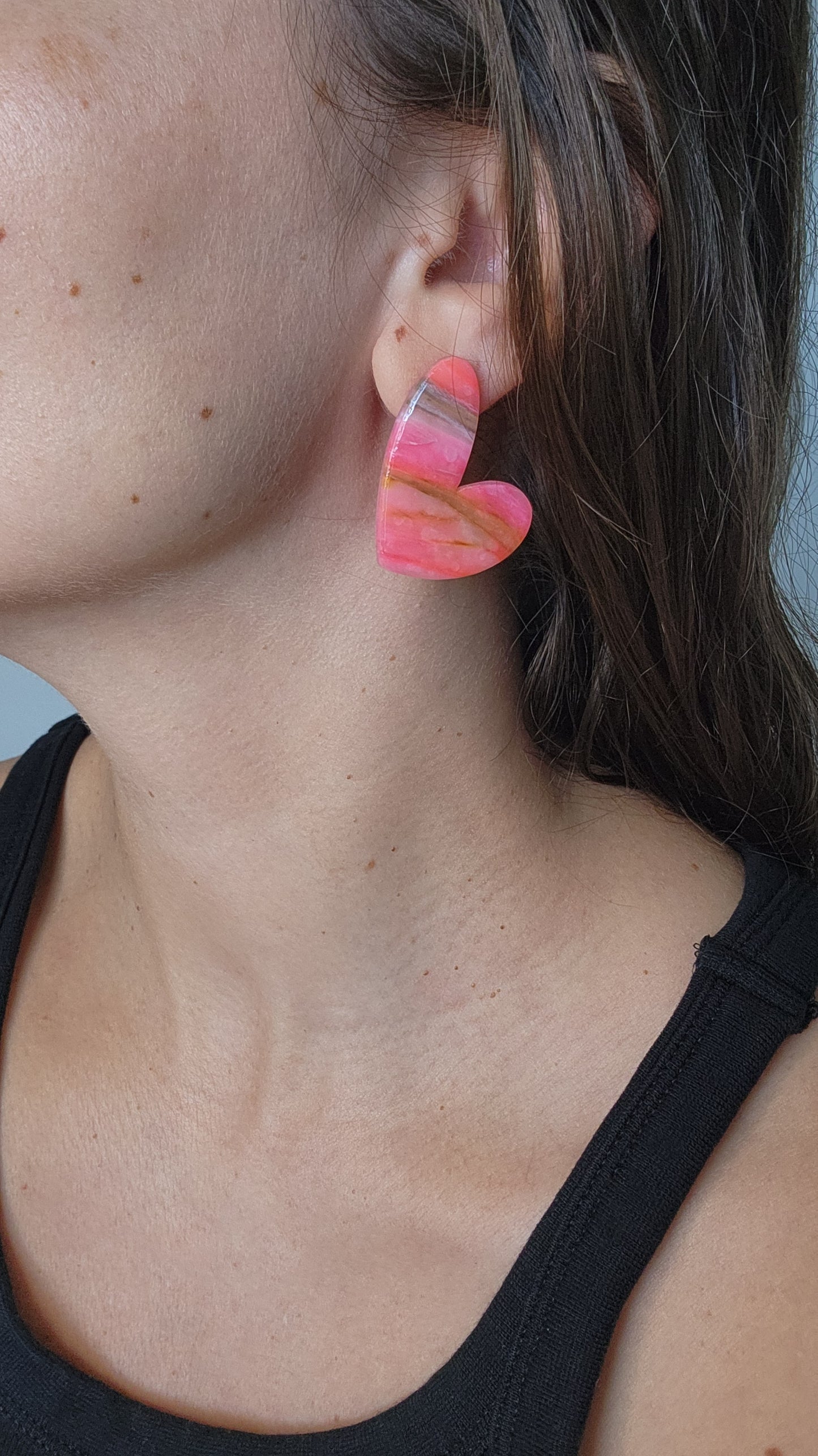 Heart Earrings - Translucent Multicolor