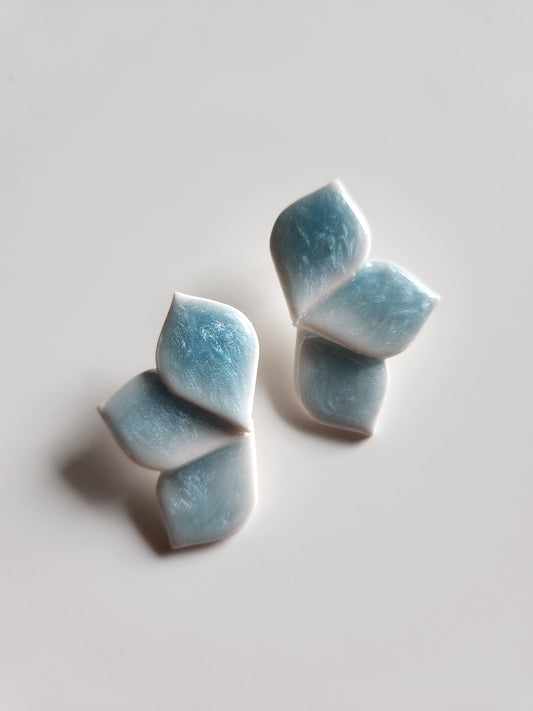 Light Blue Half-Flower Earrings