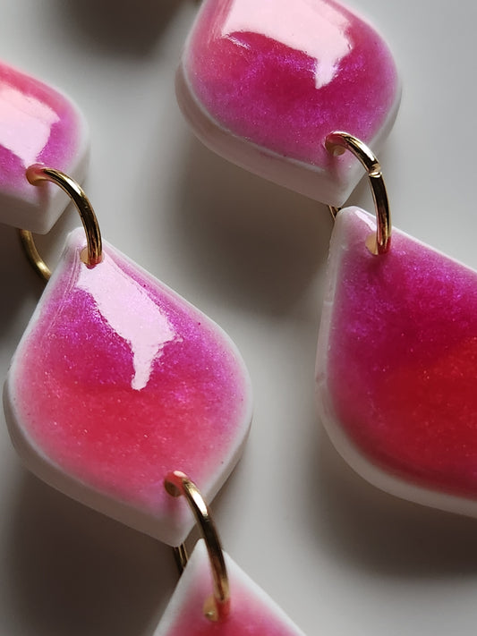 Long Pink Teardrop Earrings