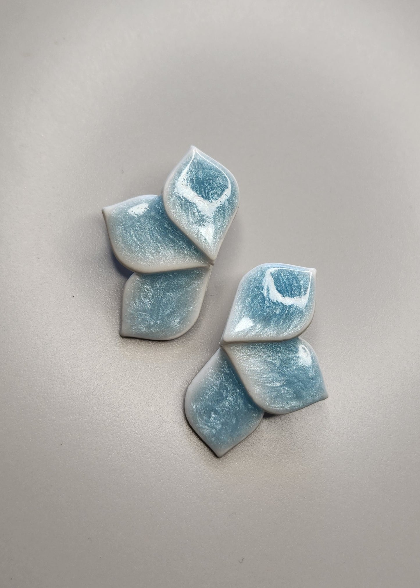Light Blue Half-Flower Earrings