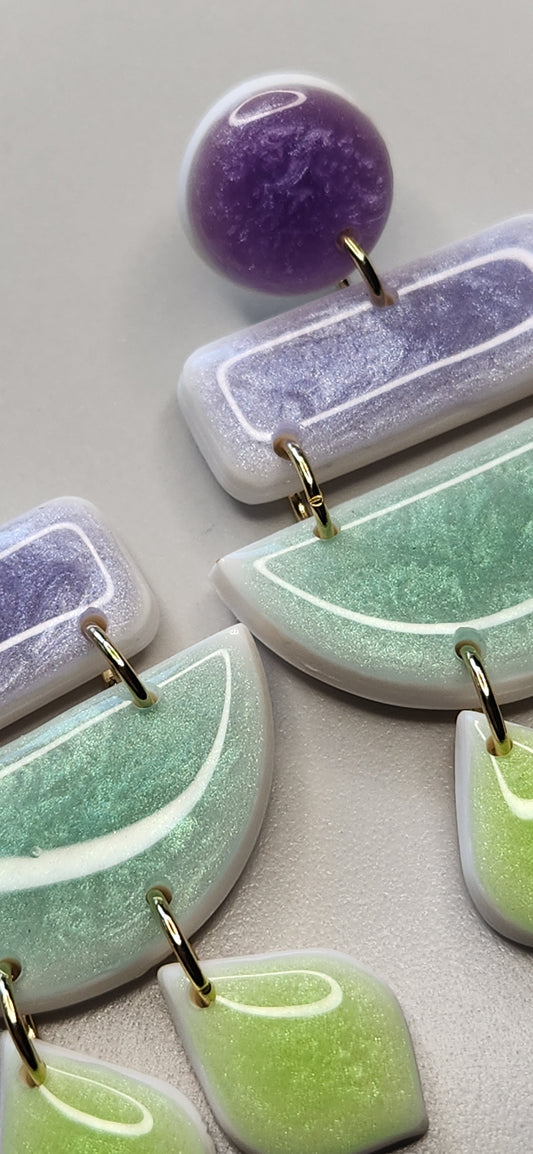 Lavender-Lime Toned Earrings