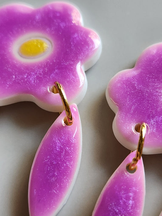 Lilac Petal Drop Earrings