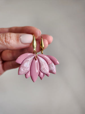 Blush Lotus Drop Earrings