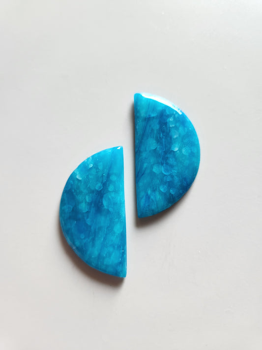 Translucent Turquoise Semi-Circle Stud Earrings