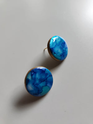 Ink-Infused Circular Studs
