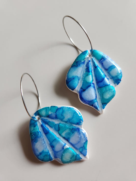 Leaf Earring Turquoise Ink