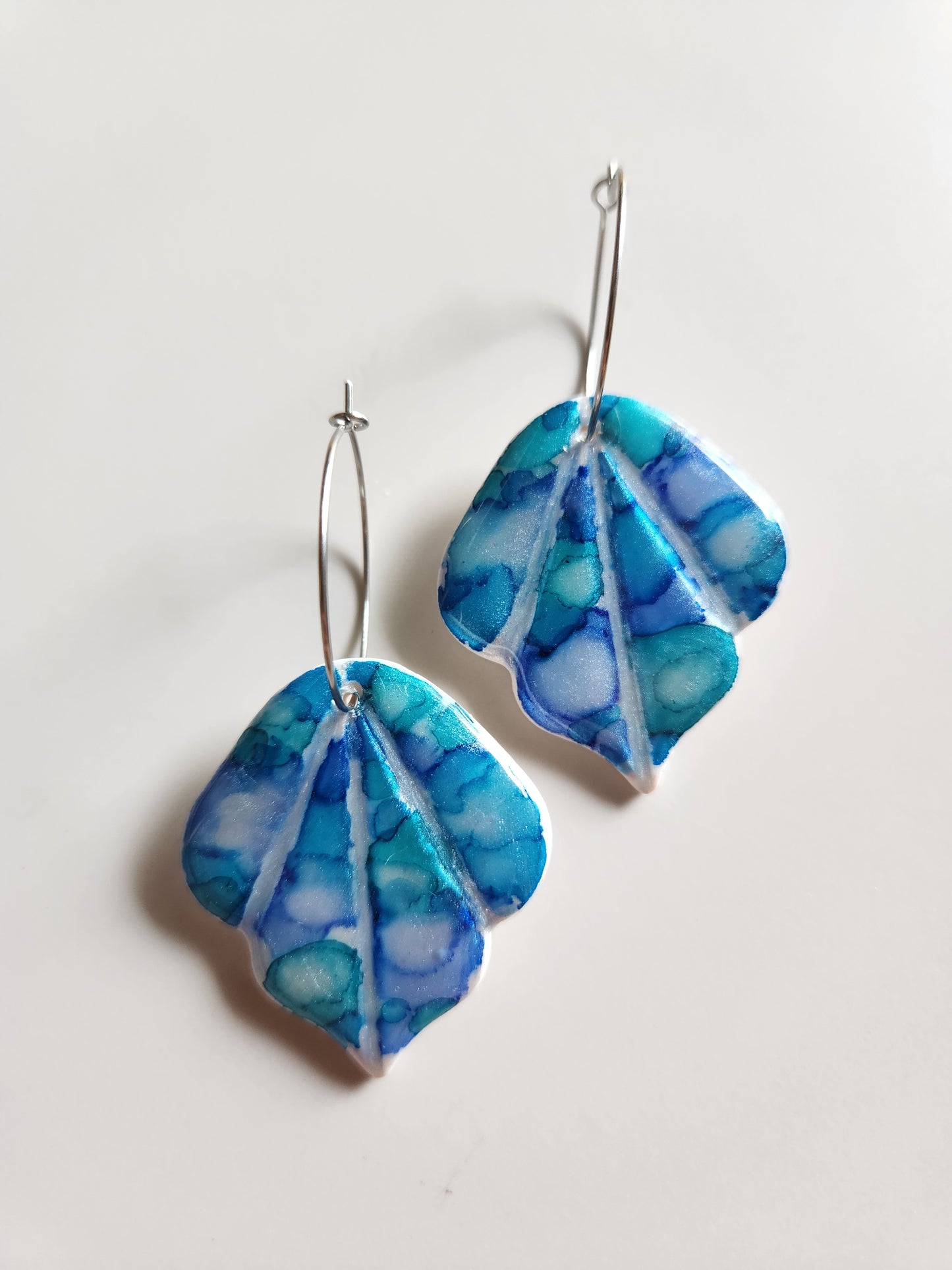 Leaf Earring Turquoise Ink