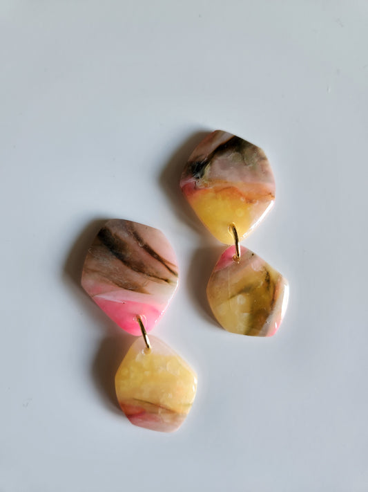 Two Piece Geometric Translucent Earrings