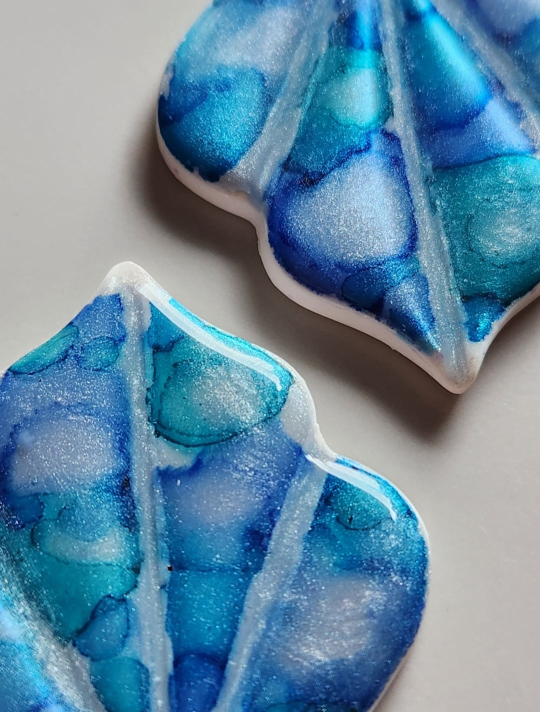 Leaf Earring Turquoise Ink