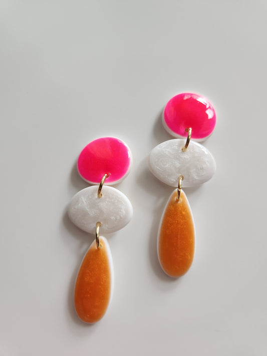 Aros Marea fucsia, blanco y naranjo