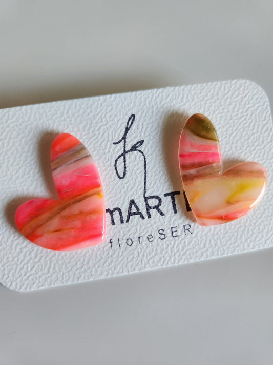 Heart Earrings - Translucent Multicolor